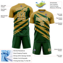 Laden Sie das Bild in den Galerie-Viewer, Custom Old Gold Green-White Abstract Line Sports Sublimation Soccer Uniform Jersey
