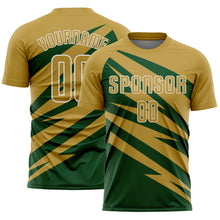 Laden Sie das Bild in den Galerie-Viewer, Custom Old Gold Green-White Abstract Line Sports Sublimation Soccer Uniform Jersey
