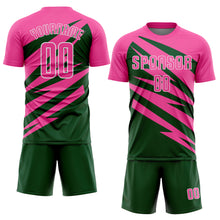 Load image into Gallery viewer, Custom Pink Green-White Abstract Line Sports Sublimation Soccer Uniform Jersey
