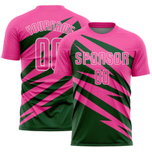 Load image into Gallery viewer, Custom Pink Green-White Abstract Line Sports Sublimation Soccer Uniform Jersey
