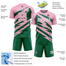 Load image into Gallery viewer, Custom Light Pink Kelly Green-White Abstract Line Sports Sublimation Soccer Uniform Jersey
