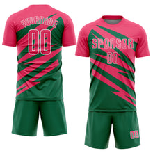Load image into Gallery viewer, Custom Neon Pink Kelly Green-White Abstract Line Sports Sublimation Soccer Uniform Jersey
