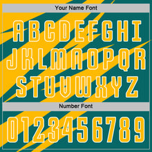 Load image into Gallery viewer, Custom Gold Teal-White Abstract Line Sports Sublimation Soccer Uniform Jersey
