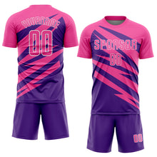 Load image into Gallery viewer, Custom Pink Purple-White Abstract Line Sports Sublimation Soccer Uniform Jersey
