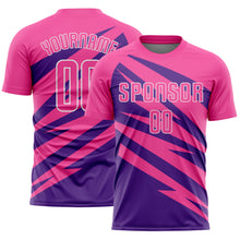Load image into Gallery viewer, Custom Pink Purple-White Abstract Line Sports Sublimation Soccer Uniform Jersey
