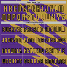 Load image into Gallery viewer, Custom Old Gold Purple-Black Abstract Line Sports Sublimation Soccer Uniform Jersey
