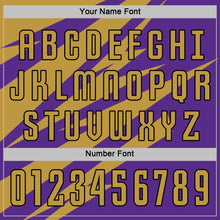 Load image into Gallery viewer, Custom Old Gold Purple-Black Abstract Line Sports Sublimation Soccer Uniform Jersey
