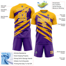 Load image into Gallery viewer, Custom Gold Purple-White Abstract Line Sports Sublimation Soccer Uniform Jersey
