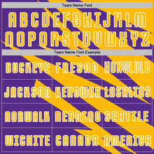 Load image into Gallery viewer, Custom Gold Purple-White Abstract Line Sports Sublimation Soccer Uniform Jersey
