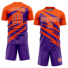 Laden Sie das Bild in den Galerie-Viewer, Custom Orange Purple-White Abstract Line Sports Sublimation Soccer Uniform Jersey
