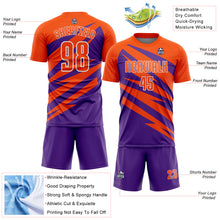 Laden Sie das Bild in den Galerie-Viewer, Custom Orange Purple-White Abstract Line Sports Sublimation Soccer Uniform Jersey
