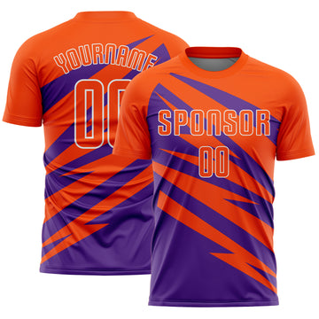 Custom Orange Purple-White Abstract Line Sports Sublimation Soccer Uniform Jersey