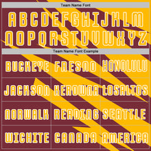 Load image into Gallery viewer, Custom Gold Burgundy-White Abstract Line Sports Sublimation Soccer Uniform Jersey
