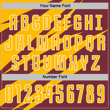 Load image into Gallery viewer, Custom Gold Burgundy-White Abstract Line Sports Sublimation Soccer Uniform Jersey
