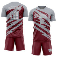 Load image into Gallery viewer, Custom Gray Burgundy-White Abstract Line Sports Sublimation Soccer Uniform Jersey

