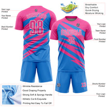 Load image into Gallery viewer, Custom Pink Powder Blue-White Abstract Line Sports Sublimation Soccer Uniform Jersey
