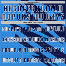 Загрузить изображение в средство просмотра галереи, Custom Navy Powder Blue-White Abstract Line Sports Sublimation Soccer Uniform Jersey
