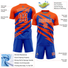 Charger l'image dans la galerie, Custom Orange Thunder Blue-White Abstract Line Sports Sublimation Soccer Uniform Jersey
