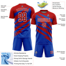 Charger l'image dans la galerie, Custom Red Thunder Blue-White Abstract Line Sports Sublimation Soccer Uniform Jersey
