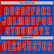 Charger l'image dans la galerie, Custom Red Thunder Blue-White Abstract Line Sports Sublimation Soccer Uniform Jersey
