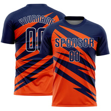 Charger l'image dans la galerie, Custom Navy Orange-White Abstract Line Sports Sublimation Soccer Uniform Jersey
