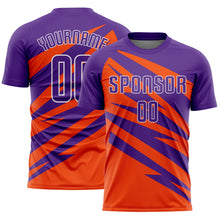 Load image into Gallery viewer, Custom Purple Orange-White Abstract Line Sports Sublimation Soccer Uniform Jersey
