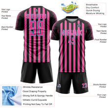 Charger l'image dans la galerie, Custom Black Pink-Light Blue Stripe Sports Sublimation Soccer Uniform Jersey

