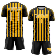 Charger l'image dans la galerie, Custom Black Gold-White Stripe Sports Sublimation Soccer Uniform Jersey
