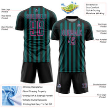 Charger l'image dans la galerie, Custom Black Teal-Pink Stripe Sports Sublimation Soccer Uniform Jersey
