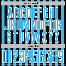 Загрузить изображение в средство просмотра галереи, Custom Black Sky Blue-White Stripe Sports Sublimation Soccer Uniform Jersey
