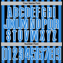 Load image into Gallery viewer, Custom Black Powder Blue-White Stripe Sports Sublimation Soccer Uniform Jersey
