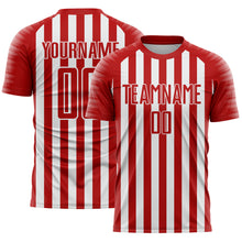 Charger l'image dans la galerie, Custom Red White Stripe Sports Sublimation Soccer Uniform Jersey
