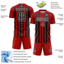 Загрузить изображение в средство просмотра галереи, Custom Red Black-White Stripe Sports Sublimation Soccer Uniform Jersey
