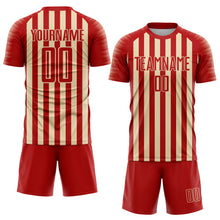 Загрузить изображение в средство просмотра галереи, Custom Red Cream Stripe Sports Sublimation Soccer Uniform Jersey
