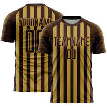 Загрузить изображение в средство просмотра галереи, Custom Brown Old Gold Stripe Sports Sublimation Soccer Uniform Jersey
