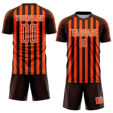 Charger l'image dans la galerie, Custom Brown Orange-White Stripe Sports Sublimation Soccer Uniform Jersey
