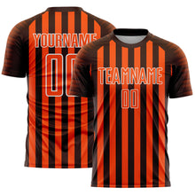 Charger l'image dans la galerie, Custom Brown Orange-White Stripe Sports Sublimation Soccer Uniform Jersey
