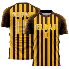 Charger l'image dans la galerie, Custom Brown Gold-White Stripe Sports Sublimation Soccer Uniform Jersey
