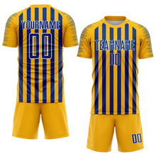Load image into Gallery viewer, Custom Gold Royal-White Stripe Sports Sublimation Soccer Uniform Jersey
