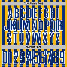 Load image into Gallery viewer, Custom Gold Royal-White Stripe Sports Sublimation Soccer Uniform Jersey
