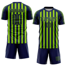 Загрузить изображение в средство просмотра галереи, Custom Navy Neon Green Stripe Sports Sublimation Soccer Uniform Jersey
