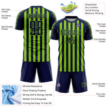 Загрузить изображение в средство просмотра галереи, Custom Navy Neon Green Stripe Sports Sublimation Soccer Uniform Jersey
