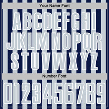 Laden Sie das Bild in den Galerie-Viewer, Custom Navy Silver-White Stripe Sports Sublimation Soccer Uniform Jersey
