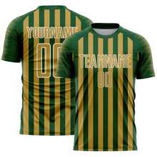 Load image into Gallery viewer, Custom Green Old Gold-White Stripe Sports Sublimation Soccer Uniform Jersey
