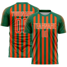 Load image into Gallery viewer, Custom Kelly Green Orange-White Stripe Sports Sublimation Soccer Uniform Jersey
