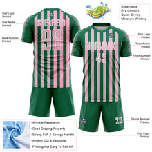 Load image into Gallery viewer, Custom Kelly Green Light Pink-White Stripe Sports Sublimation Soccer Uniform Jersey
