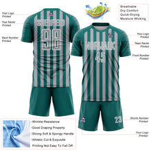 Charger l'image dans la galerie, Custom Teal Gray-White Stripe Sports Sublimation Soccer Uniform Jersey
