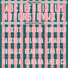 Laden Sie das Bild in den Galerie-Viewer, Custom Teal Medium Pink-White Stripe Sports Sublimation Soccer Uniform Jersey
