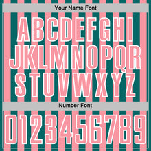 Laden Sie das Bild in den Galerie-Viewer, Custom Teal Medium Pink-White Stripe Sports Sublimation Soccer Uniform Jersey
