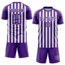 Laden Sie das Bild in den Galerie-Viewer, Custom Purple White Stripe Sports Sublimation Soccer Uniform Jersey
